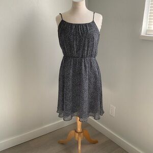 LOFT Elegant Navy Blue and Grey Spaghetti Strap Dress